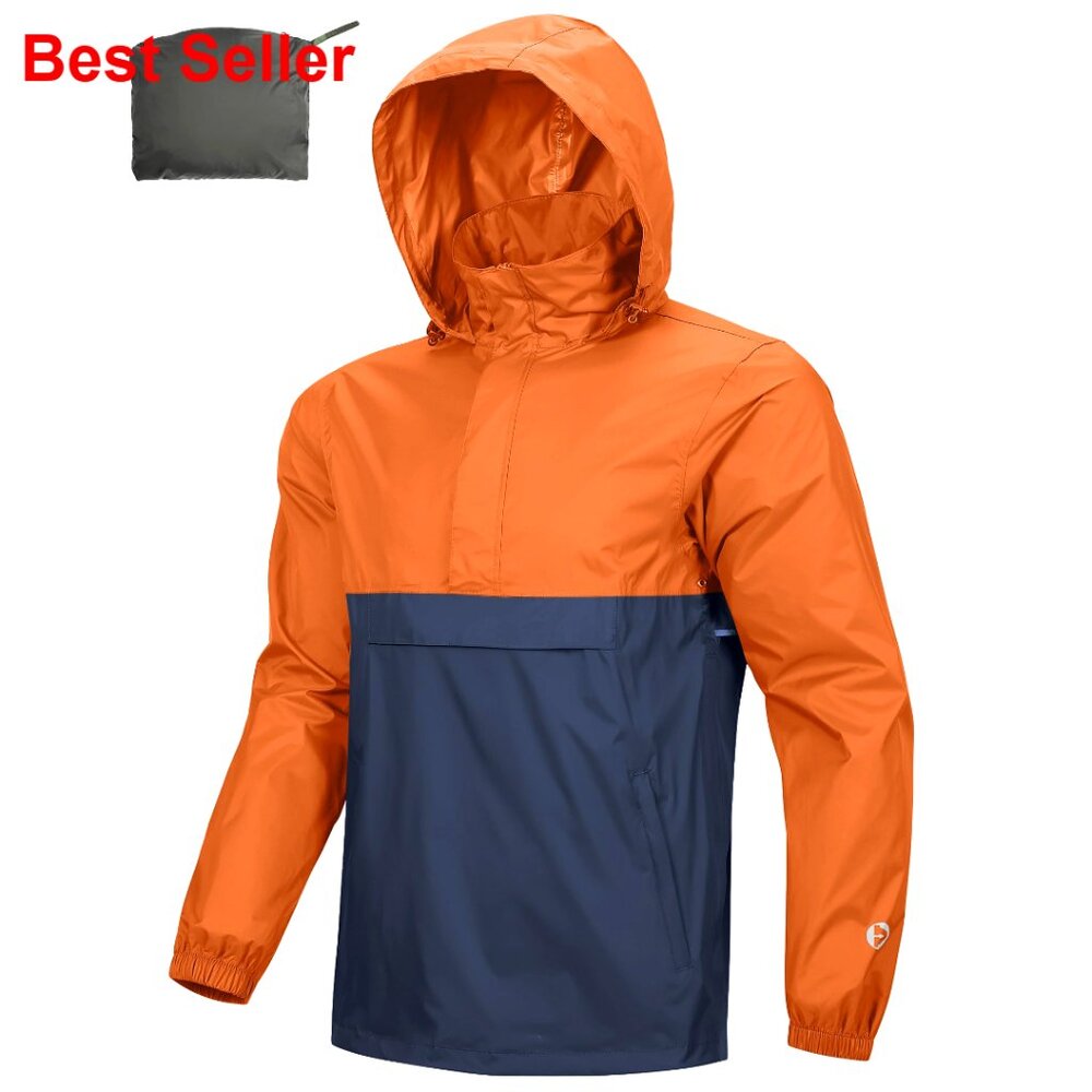 Waterproof Nylon Rain Jacket Lightweight Packable for Hiking Golf Running